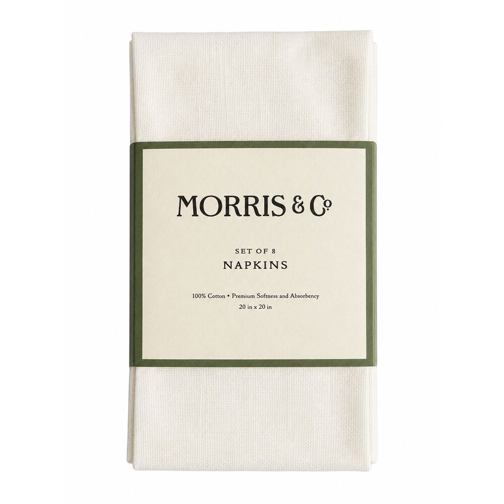 MORRIS & Co Napkins Set of 8 Cream Pearl White 100% Premium Cotton 20X20 Luxury